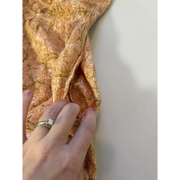 Cleobella Organic Cotton Peach Floral Smocked Midi Dress- Large - Picture 16 of 16